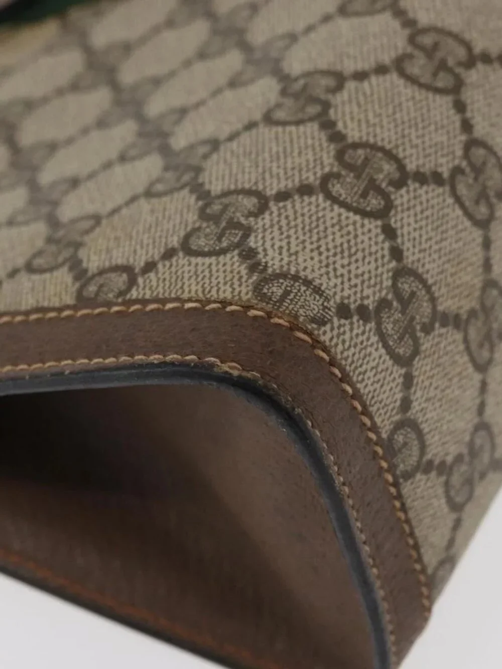 GUCCI GG Supreme Web Sherry Line Clutch Bag PVC Beige 89 01 002 Auth ti3823